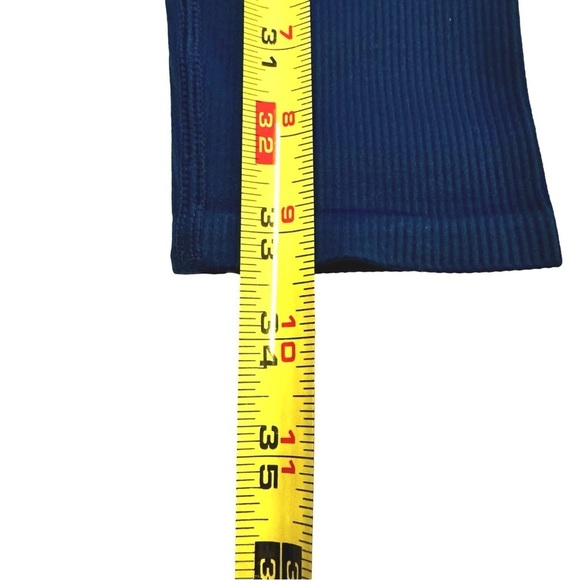 Fabletics Blue High Waisted Seamless Ribbed Leggings Size XS Lace Up Detail NWT - Picture 11 of 14